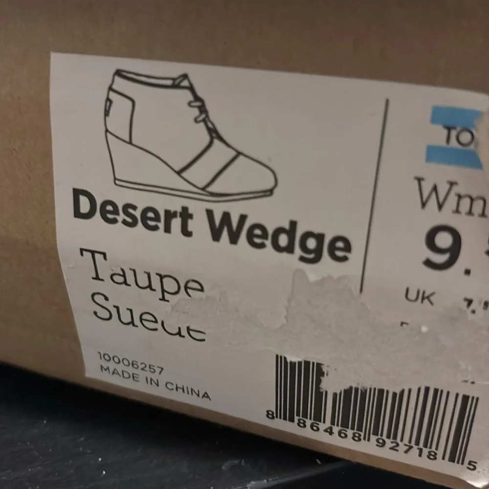 TOMS Women’s Taupe Suede Desert Wedge Size 9.5